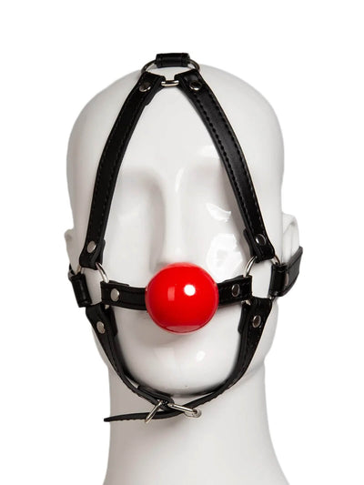 Black & Red Ball Gag Head Harness