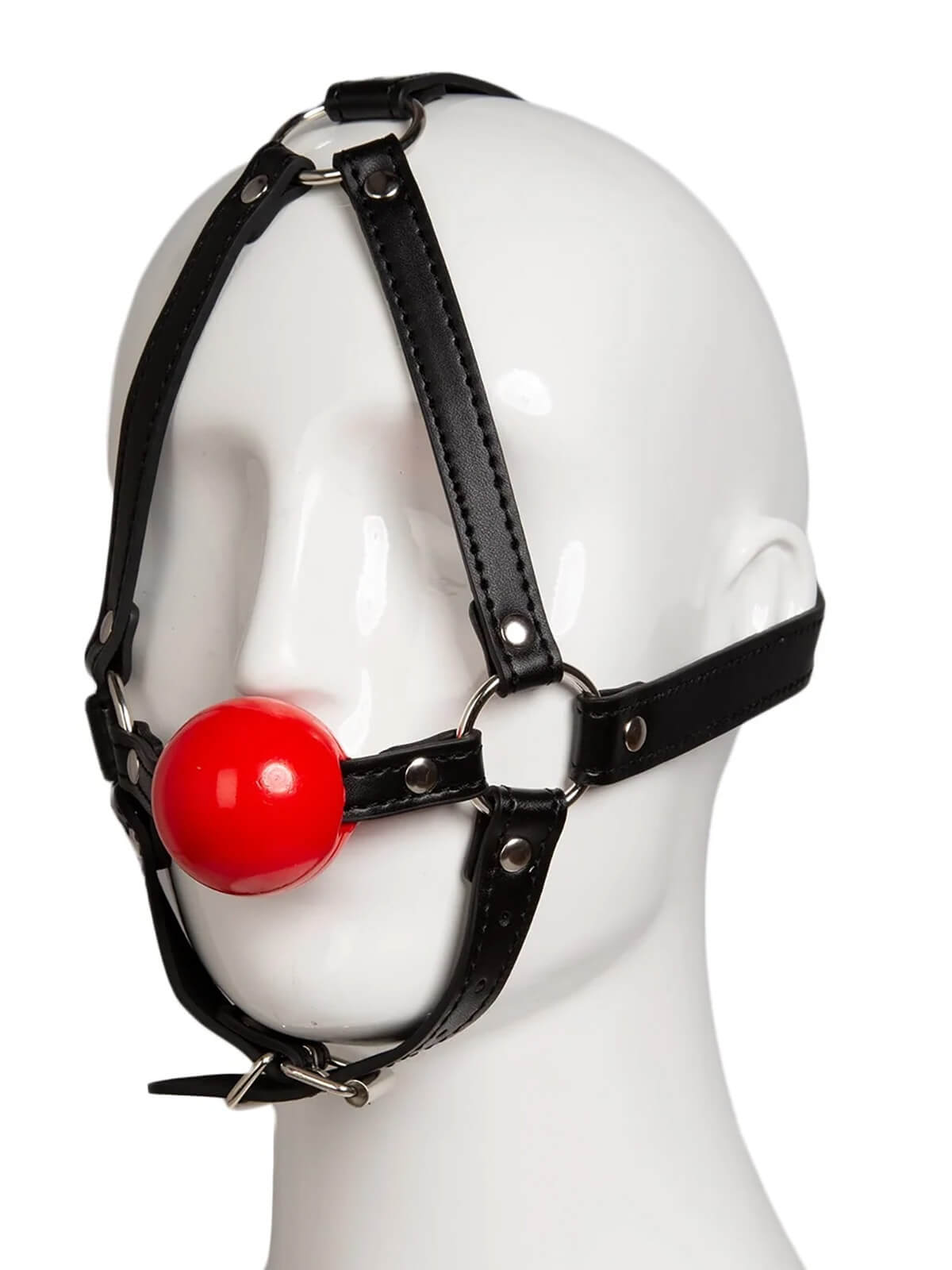 Black & Red Ball Gag Head Harness