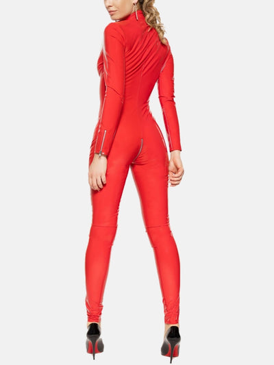 Designer Damen Lack Catsuit - Sweety - Rot